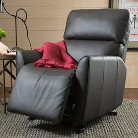 Casual Rocker Recliner with Tapered Arms